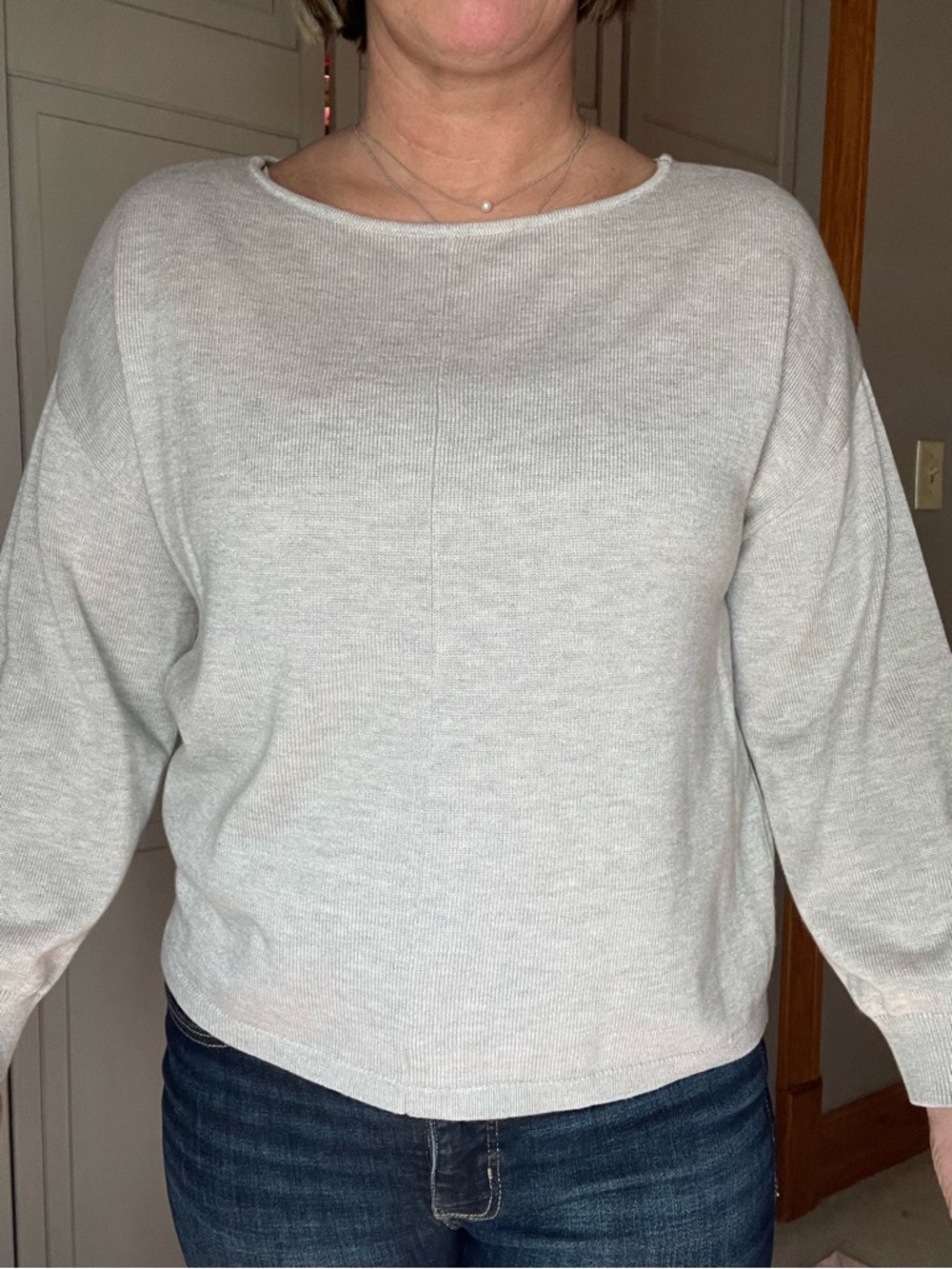 Thread & Supply Light Gray Scoopneck Sweater